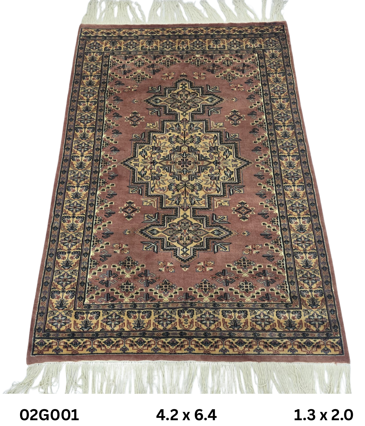 4x6 Copper Color Kafkazi Handmade Rug – Azo Free Geometric Wool, Cotton & Silk Touch Carpet
