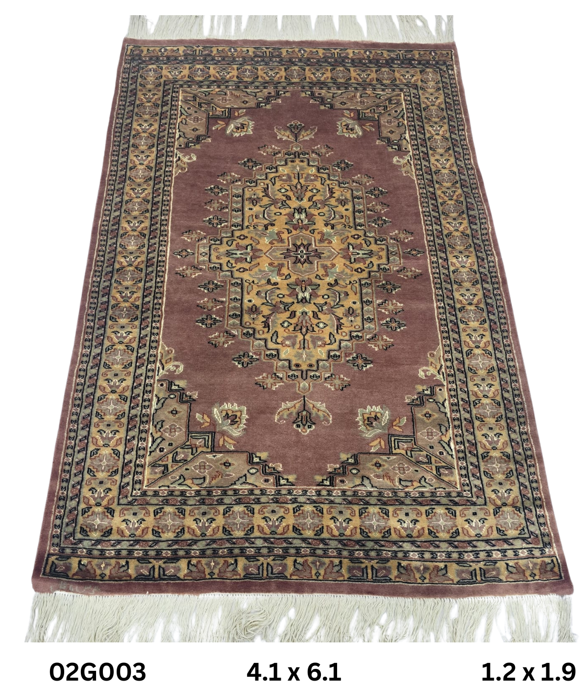 4x6 Handmade Kafkazi Rug - Copper Geometric Wool & Cotton Area Rug | Silk Touch Oriental Carpet