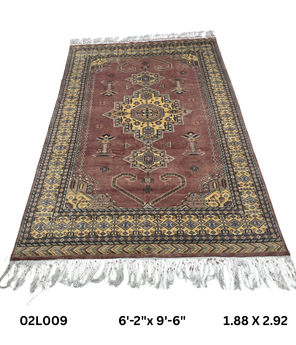 6x9 Copper Geometric Handmade Cotton & Wool Silk Touch Rug | Premium Luxury Area Rug