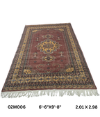 6.5x9.5 Handmade Kafkazi Copper Area Rug – Azo Free Geometric Wool, Cotton & Silk Touch Rug
