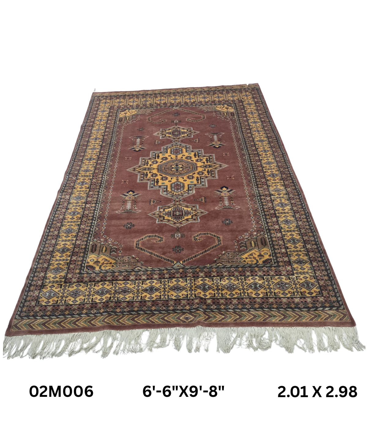 6.5x9.5 Handmade Kafkazi Copper Area Rug – Azo Free Geometric Wool, Cotton & Silk Touch Rug