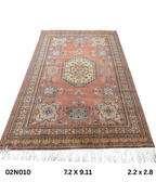 7x10 Handmade Kafkazi Rug Copper Azo Free – Geometric Wool, Cotton & Silk Touch Area Rug