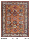 8x11 Brown Super Kazak geometric handmade wool and cotton area rug