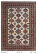9x12.5 Beige Super Kazak geometric handmade wool and cotton area rug