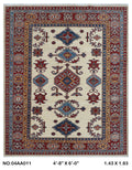 5x6 Beige Super Kazak geometric handmade wool and cotton area rug