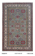 6.5x10 Gray Super Kazak Geometric Area Rug | Handmade Wool & Cotton Rug