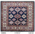 Handmade Super Kazak Blue Vegetable Dyed Geometric Wool Cotton Square Area Rug 3.5x3.5