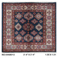 3.5x3.5 Blue Super Kazak geometric handmade wool and cotton area rug