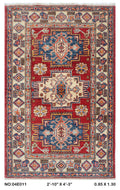 2.5x4 Red Super Kazak Geometric Area Rug | Handmade Wool & Cotton Rug