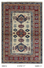 2.5x4 Beige Super Kazak geometric handmade wool and cotton area rug