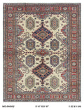 5x7 Beige Super Kazak Geometrical Handmade Cotton & Wool Rug | Premium Luxury Area Rug