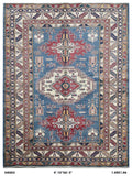 5x7 Blue Super Kazak Geometric Handmade Cotton & Wool Rug | Premium Luxury Area Rug