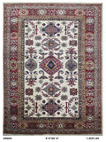 5x7 Beige Super Kazak Geometrical Handmade Cotton & Wool Rug | Premium Luxury Area Rug