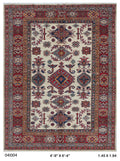 5x7 Beige Super Kazak Geometrical Handmade Cotton & Wool Rug | Premium Luxury Area Rug