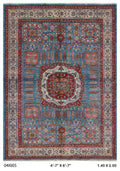 5x7 Blue Super Kazak geometric handmade wool and cotton area rug
