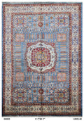 5x7 Blue Super Kazak Geometric Handmade Cotton & Wool Rug | Premium Luxury Area Rug