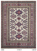5x7 Beige Super Kazak Geometrical Handmade Cotton & Wool Rug | Premium Luxury Area Rug