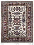 5x7 Beige Super Kazak Geometrical Handmade Cotton & Wool Rug