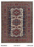 5x7 Beige Super Kazak geometric handmade wool and cotton area rug