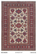 Beige 5.5x8 Super Kazak geometric handmade wool and cotton area rug with vegetable dyeing