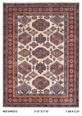 5.5x8 Beige Super Kazak Handmade Wool Cotton Geometric Area Rug