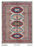Beige 5.5x8 Super Kazak geometric handmade wool and cotton area rug with vegetable dyeing