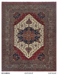 6.5x9.5 Beige Super Kazak Handmade Wool Cotton Geometric Area Rug