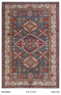 Gray 7x10 Super Kazak geometric handmade wool and cotton area rug with vegetable dyeing