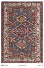 Gray 7x10 Super Kazak geometric handmade wool and cotton area rug with vegetable dyeing