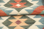 2.5x6.5 Multi Killim Geometric Runner Rug | Handmade Wool Rug
