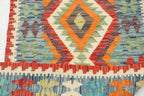 2'5" x 6'6" Multi color Kilim Geometric Handmade Wool Runner Rug | Premium Luxury Runner Rug