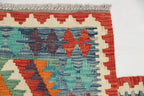 2'5" x 6'6" Multi color Kilim Geometric Handmade Wool Runner Rug | Premium Luxury Runner Rug