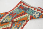 2'5" x 6'6" Multi color Kilim Geometric Handmade Wool Runner Rug | Premium Luxury Runner Rug