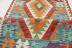 2'5" x 6'6" Multi color Kilim Geometric Handmade Wool Runner Rug | Premium Luxury Runner Rug