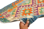 2'7" x 6'8" Multicolor Kilim Geometric Handmade Wool Runner Rug | Premium Luxury Runner Rug