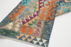 2'7" x 6'8" Multicolor Kilim Geometric Handmade Wool Runner Rug | Premium Luxury Runner Rug