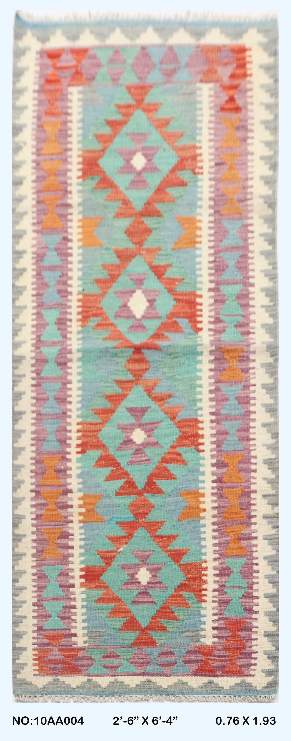 2'6" x 6'4" Multicolor Kilim Geometric Handmade Wool Runner Rug | Premium Luxury Runner Rug