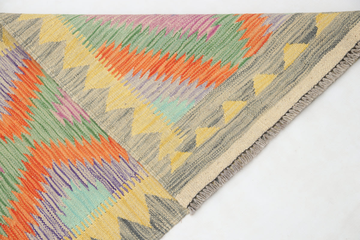 2'1" x 6'9" Multicolor Kilim Geometric Handmade Wool Runner Rug | Premium Luxury Runner Rug