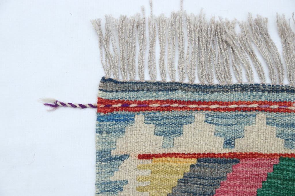 2x3 Multicolor Kilim Geometric Handmade Wool Area Rug | Premium Luxury Area Rug