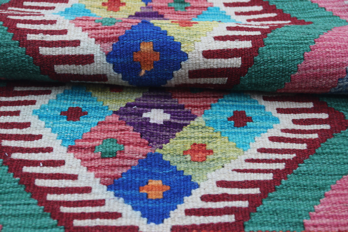 2x3 Multicolor Kilim Geometric Handmade Wool Area Rug | Premium Luxury Area Rug
