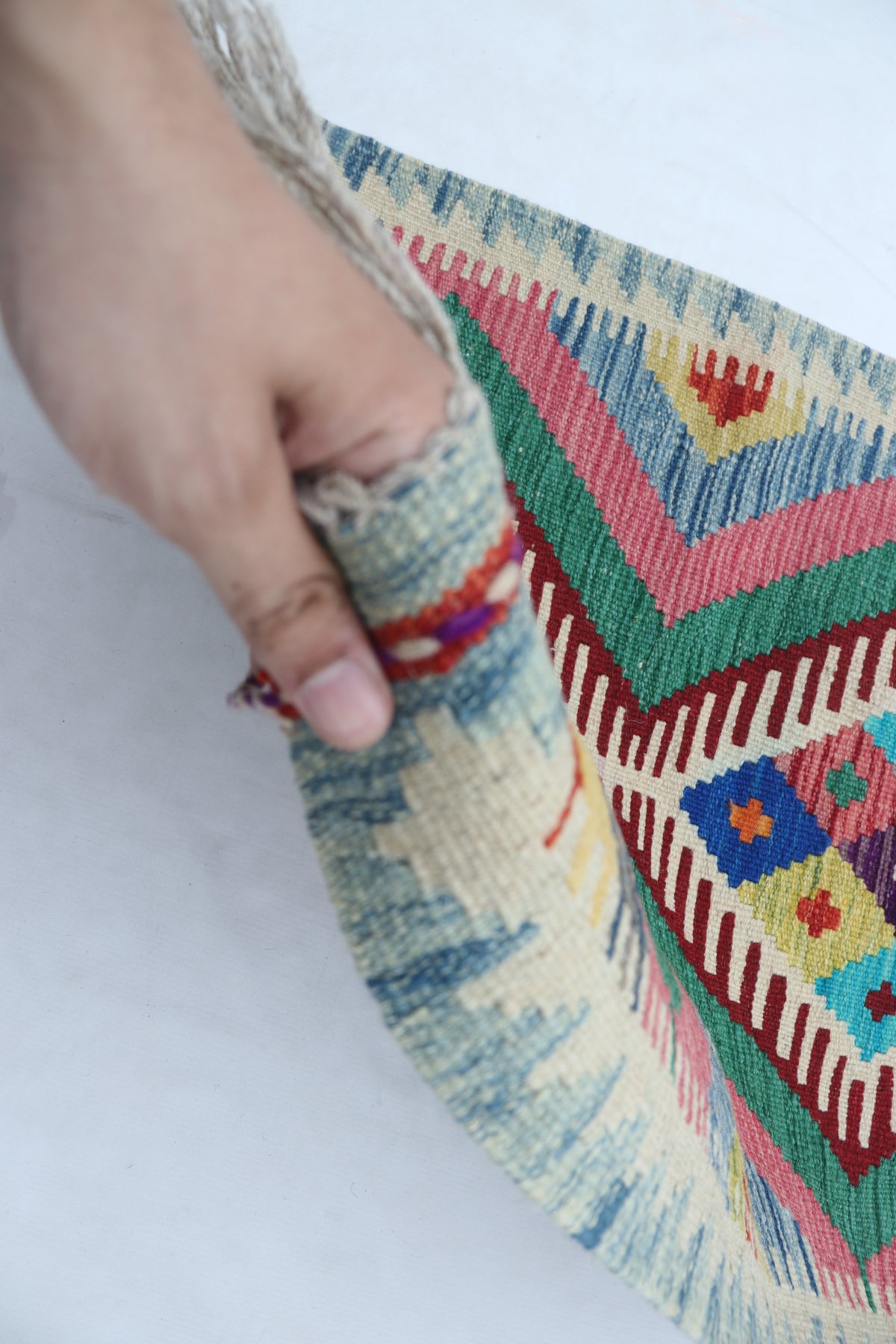 2x3 Multicolor Kilim Geometric Handmade Wool Area Rug | Premium Luxury Area Rug