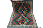 2x3 Multicolor Kilim Geometric Handmade Wool Area Rug | Premium Luxury Area Rug