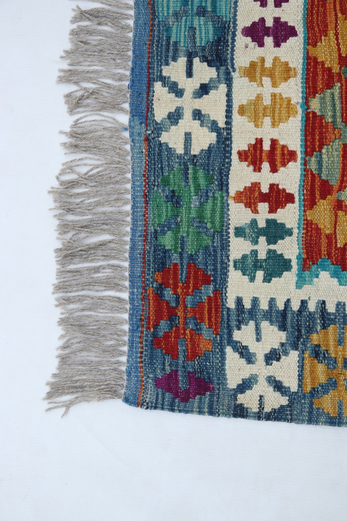 2x3 Multicolor Kilim Geometric Handmade Wool Rug | Premium Luxury Area Rug