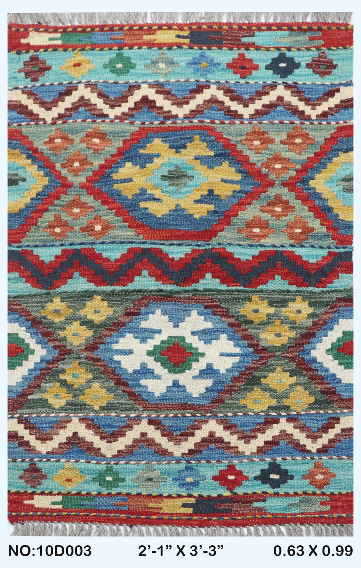 2x3 Multicolor Kilim Geometric Handmade Wool Rug | Premium Luxury Area Rug