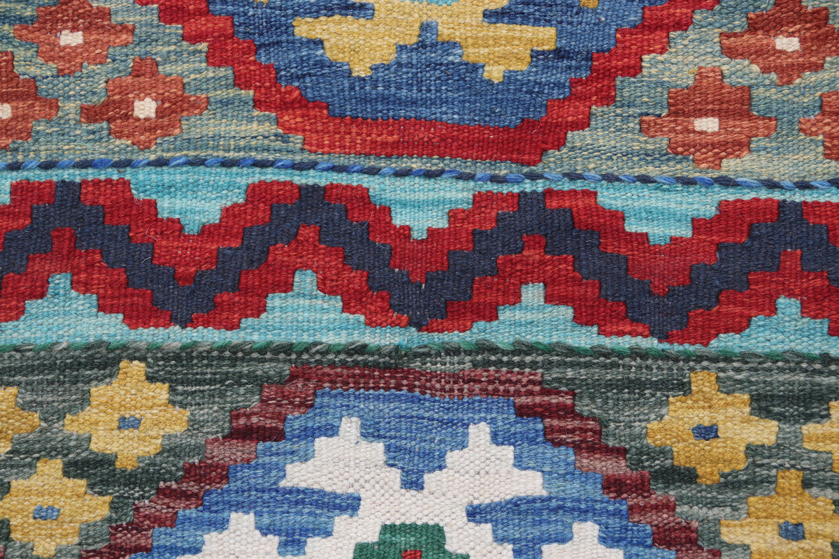 2x3 Multicolor Kilim Geometric Handmade Wool Rug | Premium Luxury Area Rug