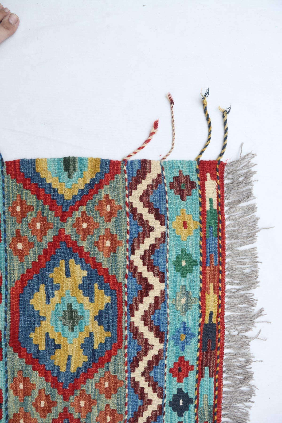 2x3 Multicolor Kilim Geometric Handmade Wool Rug | Premium Luxury Area Rug