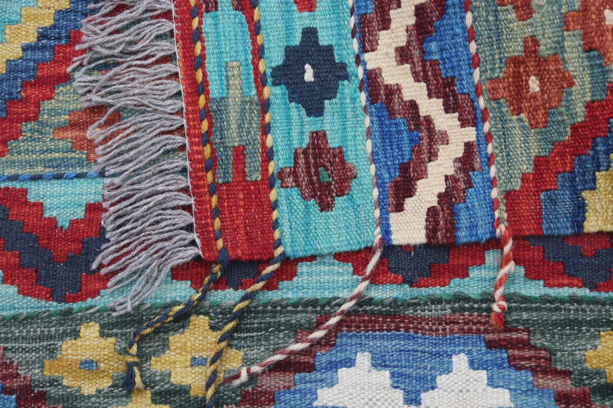2x3 Multicolor Kilim Geometric Handmade Wool Rug | Premium Luxury Area Rug