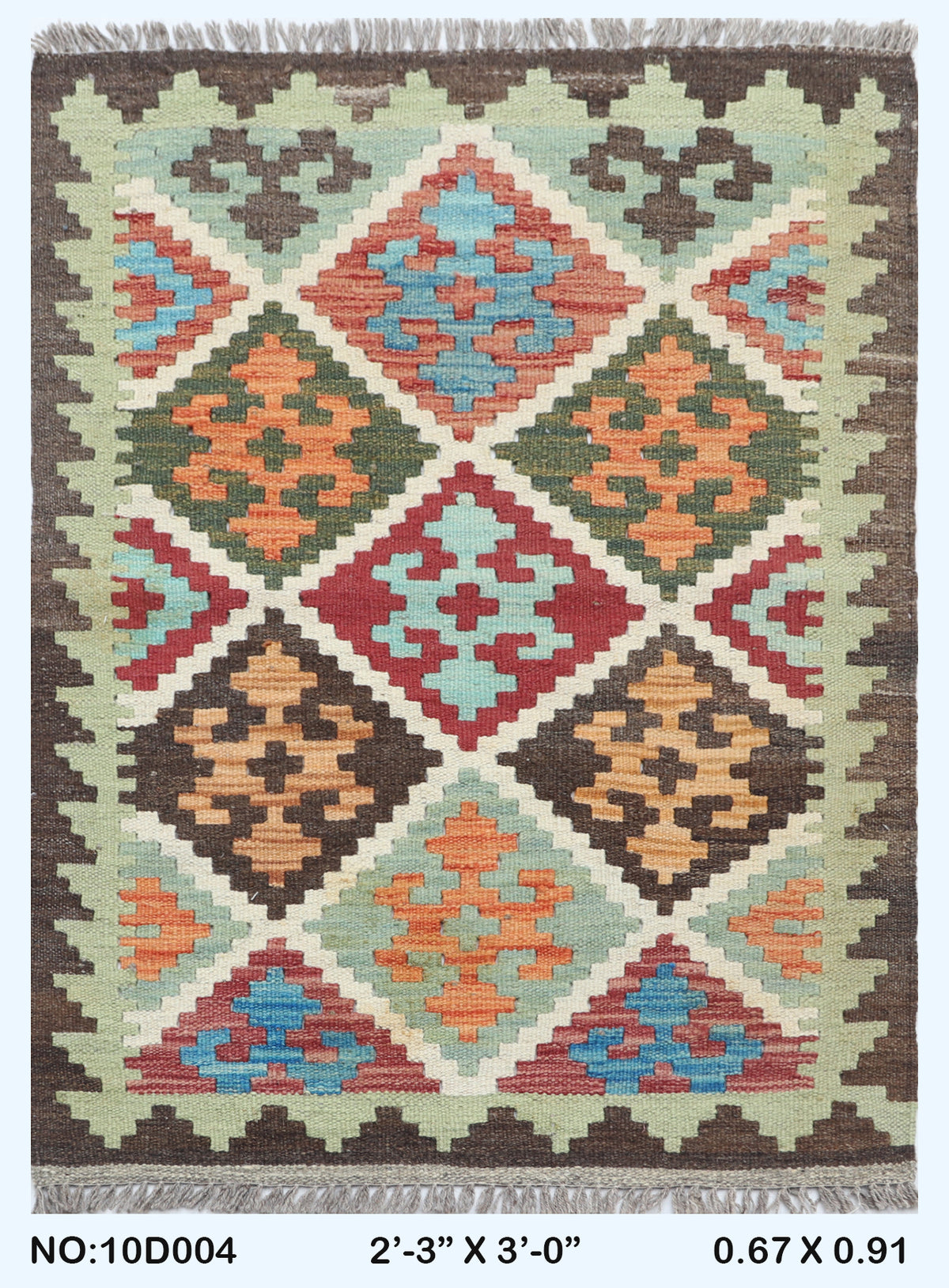 2x3 Multicolor Kilim Geometric Handmade Wool Rug | Premium Luxury Area Rug