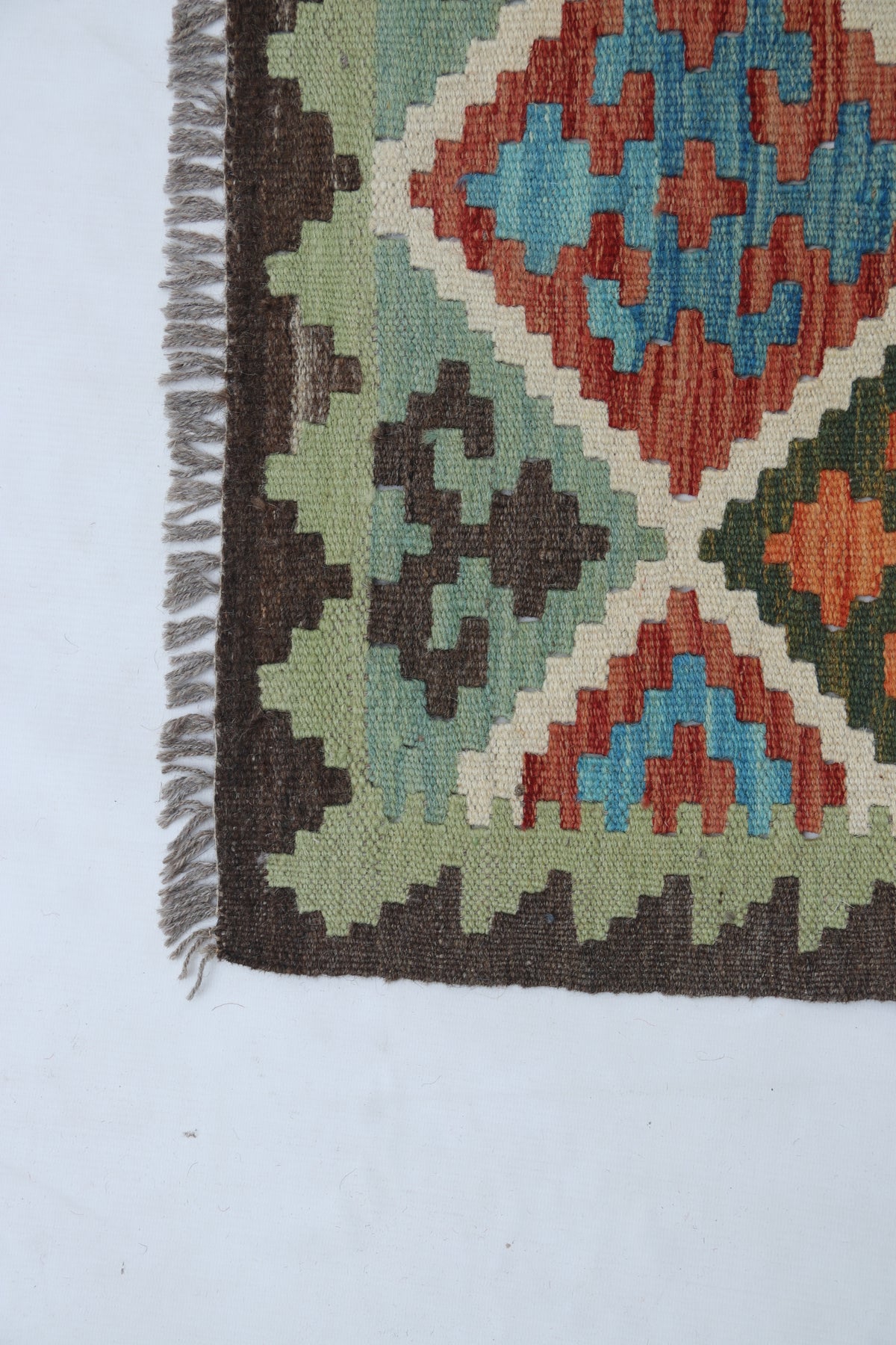 2x3 Multicolor Kilim Geometric Handmade Wool Rug | Premium Luxury Area Rug