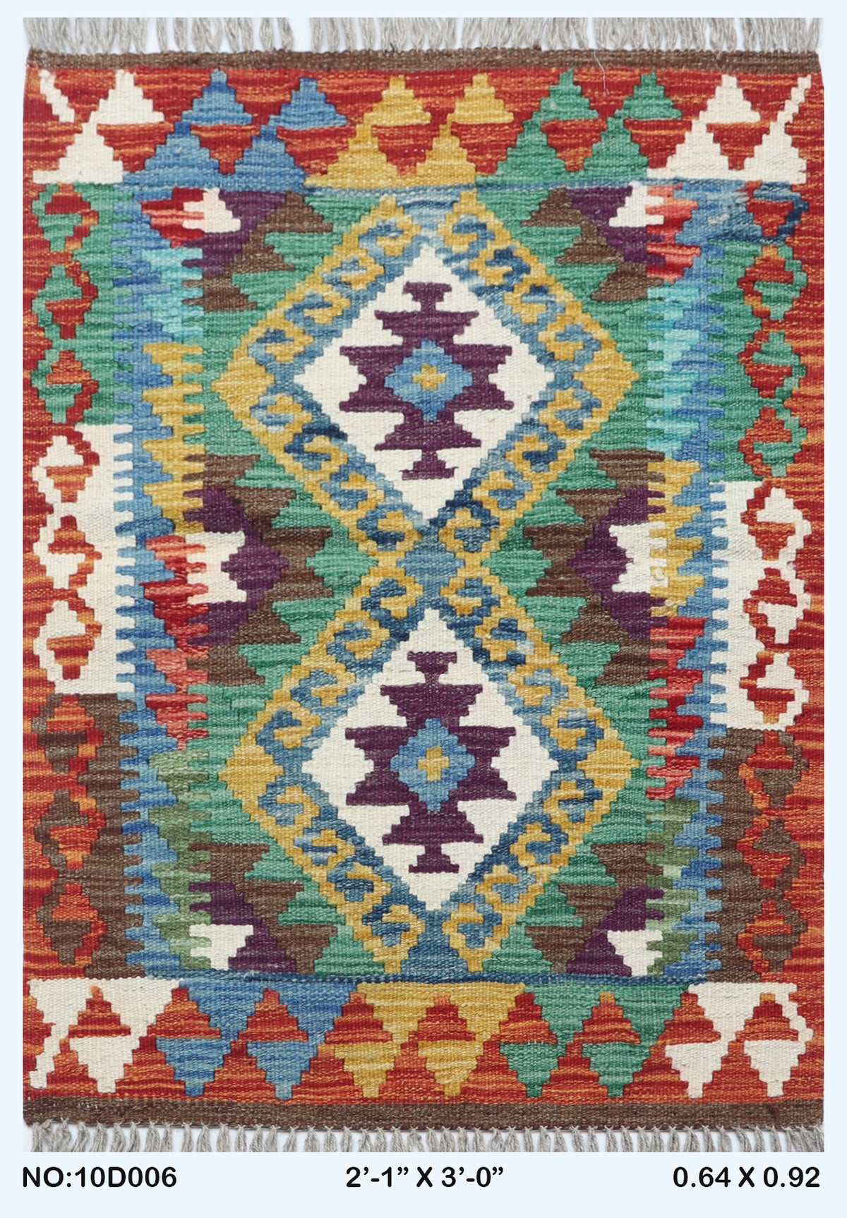 2x3 Multicolor Kilim Geometric Handmade Wool Rug | Premium Luxury Area Rug